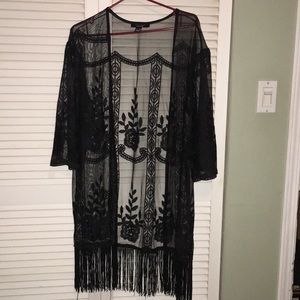 Lace embroidered kimono